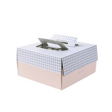 半格紋基本蛋糕盒 2號 25入+蛋糕底座 25入, 混色（蛋糕盒）、白色（蛋糕盤）, 1組