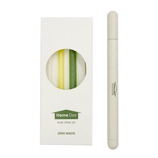 Homedi 耐熱強化玻璃吸管 透明 + 黃色 + 綠色 + 清潔刷 + 攜帶盒 2件組, 1套