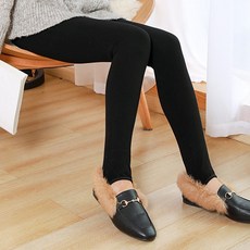 여성용 기모 무발 하이 웨이스트 융 레깅스