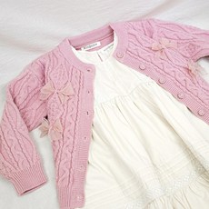 WISHKIDS 女童絲帶可愛針織開衫