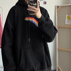 I Love Home 寬鬆版彩虹連帽T恤