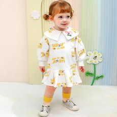 milk mile 女孩童印花翻領連身裙