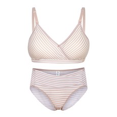 舒適條紋哺乳內衣褲組