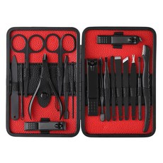 綜合指甲護理工具組 18入, 1套, 紅黑