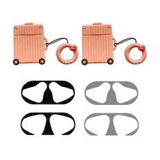 디씨네트워크 에어팟 1 / 2 캐리어 케이스 2p + 철가루 방지 스티커 2p + 키링, 오렌지(케이스), 랜덤발송(키링, 스티커), 1개