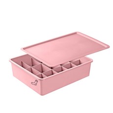 塑膠隔板15格型收納內衣收納盒, 1個, 06粉色