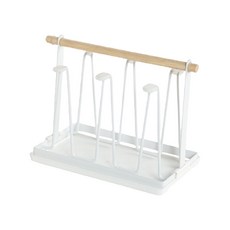 우드 철제 모던 유럽풍 6구 컵걸이 + 플라스틱 받침대 세트, 화이트, 1세트