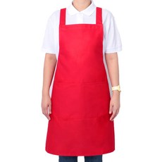 Lamiastella 棉質 H型 素色 咖啡廳 咖啡師 圍裙, 紅色, 1個