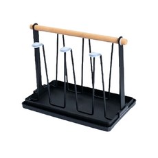 우드 철제 모던 유럽풍 6구 컵걸이 + 플라스틱 받침대 세트, 블랙, 1세트
