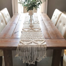 SOFTHOLIC 手工編織餐桌旗 A, 象牙白, 35 x 200 cm, 1個