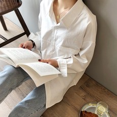 PAPERMENTS 女款縫線寬鬆長袖襯衫