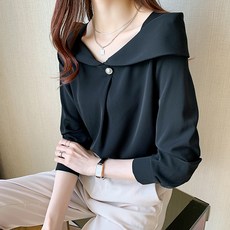 PAPERMENTS 翻領長袖雪紡襯衫