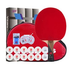 729 桌球拍+5星乒乓球組 紅色, JC155