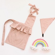 SEMOMS 女孩童荷葉邊圍裙+頭巾