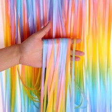 求婚生日新娘婚前派對拍照區製作派對簾, 柔和的彩虹, 1個