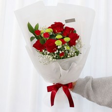 블뤼엔 생화 레드장미 푸에고 + 미니장미 10~11송이 꽃다발, 혼합색상