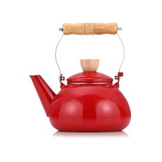 HAMPTONS 電磁爐適用木柄琺瑯煮水壺 HYF-A-004, 紅色, 1.5L