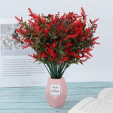 人造花 家居裝飾 花卉 室內裝潢 茂盛薰衣草 4入, 紅色