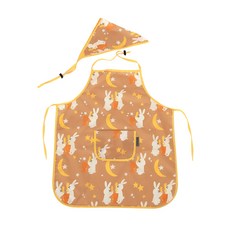 bebe chouette 孩童印花防水美術圍裙+頭巾+伸縮扣 2入, 兔子款