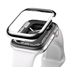 iamdue Apple Watch 纖薄貼合 金屬錶圈保護殼, 01 銀色