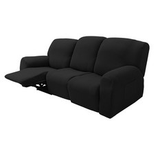 DARUMEE 3人座方形躺椅式沙發套 8入, 黑色