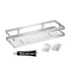 MONACO OLIVE 金屬置物架 銀色+黏著膠, 1個