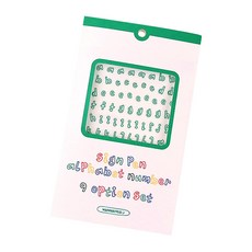 WANNATHIS 簽字筆字母數字貼紙9張組 02 小寫字母數字9張組, 混合顏色, 1套
