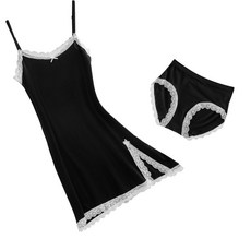 MALAMUTE 蕾絲開衩細肩帶性感連身裙+內褲