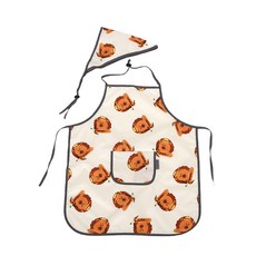 bebe chouette 孩童印花防水圍裙+頭巾+伸縮扣 2入