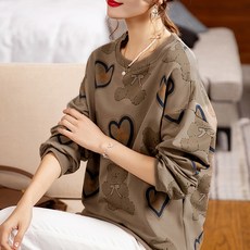 Paperments 女款寬版愛心小熊圖案長袖上衣 01266