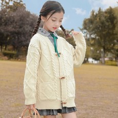 여아용 파스텔 꽈배기 가디건