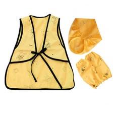 nawanis 兒童防水圍裙+頭巾+袖套組, 黃色