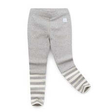 JELISPOON 女童羅紋拼色條紋內搭長褲