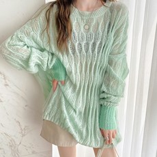 페이퍼먼츠 여성용 루즈핏 소프트 짜임 롱 니트 티셔츠 01315