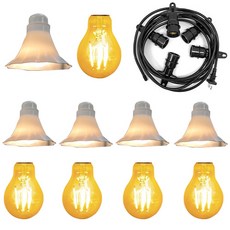 燈串線 5m+燈泡 3.5W 5入+燈罩 5入, 黑色（燈絲）、燈泡顏色（愛迪生燈泡）、白色（燈罩）