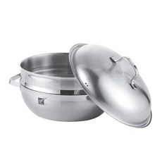 EDWARD KWON Chef's Classic電磁爐適用雙耳3層304不鏽鋼蒸籠湯鍋組, 銀色, 28厘米