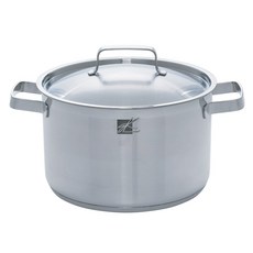 EDWARD KWON Home Chef電磁爐適用雙耳不鏽鋼湯鍋, 銀色, 24厘米