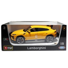 bbUrago Lamborghini Urus汽車模型 1:18, 黃色, 1盒