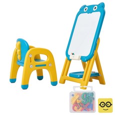 BeneBene 快樂小狗動物磁鐵白板+椅子+數字+橡皮擦+收納盒套組, 藍色