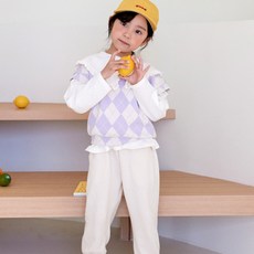 兒童款經典時尚菱形格紋背心