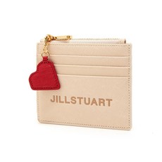 JILLSTUART Logo文字愛心裝飾皮革拉鍊卡夾