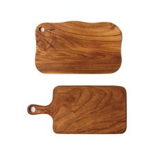 MARJA KURKI 柚木實木長方形+托柄長方形砧板, 長方形砧板+托柄長方形砧板, 1組
