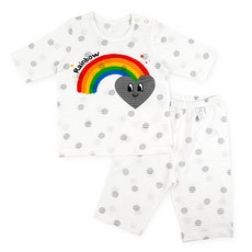 Maykids 孩童愛心彩虹圓點提花短袖T恤7分褲套裝