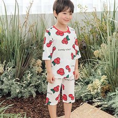 Maykids 童款覆盆子印花7分袖居家衣褲組