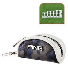 PING 球袋+高爾夫球座, 藍色迷彩（球袋）, 1套