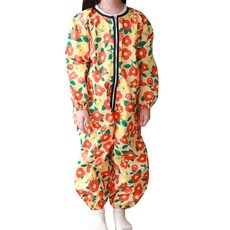 bebe chouette 孩童小花圖案連身長袖套組, 茶花款