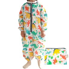 bebe chouette 孩童恐龍圖案連身長袖套組+收納袋, 侏儸紀款