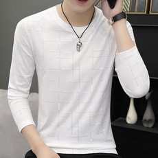 남성용 마켓A 라운드넥 긴팔 티셔츠