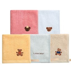 Dailylike 日常小熊刺繡擦手毛巾5件組, 混色, 1組
