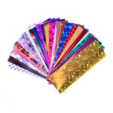 亮片箔紙玻璃美甲貼膜 24款組合, 混合顏色, 1個